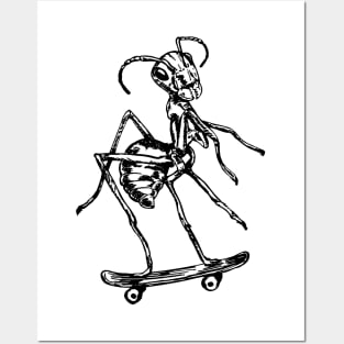 SEEMBO Ant Skater Skateboarding Skateboard Skate Skateboarder Posters and Art